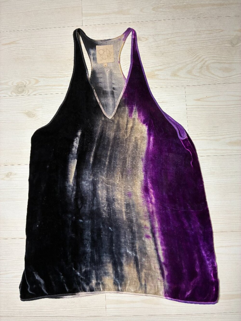 Chaser Brand Velvet Tie Dye Tank Top Purple Black Size M V-Neck